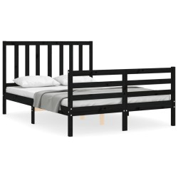 vidaXL Massivholzbett mit Kopfteil Schwarz