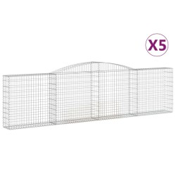 vidaXL Gabionen mit Hochbogen 5 Stk. 400x30x100/120cm Verzinktes Eisen