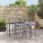 vidaXL 5-tlg. Gartenbar-Set mit Kissen Grau Poly Rattan vidaXL 5-tlg. Gartenbar-Set mit Kissen Grau Poly Rattan