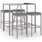 vidaXL 5-tlg. Gartenbar-Set mit Kissen Grau Poly Rattan vidaXL 5-tlg. Gartenbar-Set mit Kissen Grau Poly Rattan