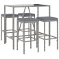 vidaXL 5-tlg. Gartenbar-Set mit Kissen Grau Poly Rattan vidaXL 5-tlg. Gartenbar-Set mit Kissen Grau Poly Rattan