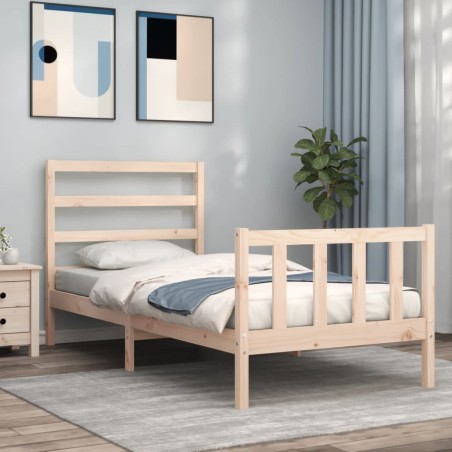 vidaXL Bettgestell mit Kopfteil 90x190 cm Massivholz