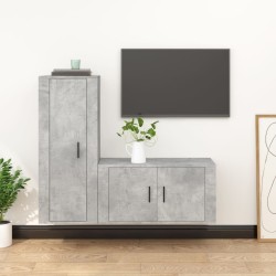 vidaXL 2-tlg. TV-Schrank-Set Betongrau Holzwerkstoff