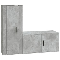 vidaXL 2-tlg. TV-Schrank-Set Betongrau Holzwerkstoff