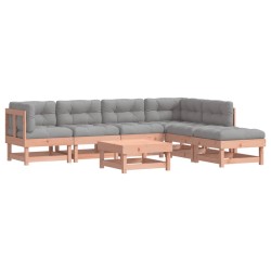 vidaXL 7-tlg. Garten-Lounge-Set mit Kissen Massivholz Douglasie