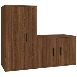 vidaXL 2-tlg. TV-Schrank-Set Braun Eichen-Optik Holzwerkstoff