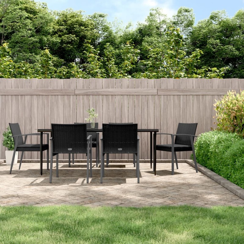 vidaXL 7-tlg. Garten-Essgruppe mit Kissen Poly Rattan und Stahl vidaXL 7-tlg. Garten-Essgruppe mit Kissen Poly Rattan und Stahl