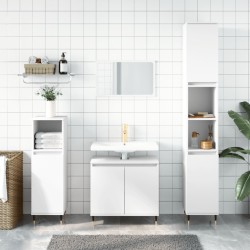 vidaXL 3-tlg. Badmöbel-Set Weiß Holzwerkstoff