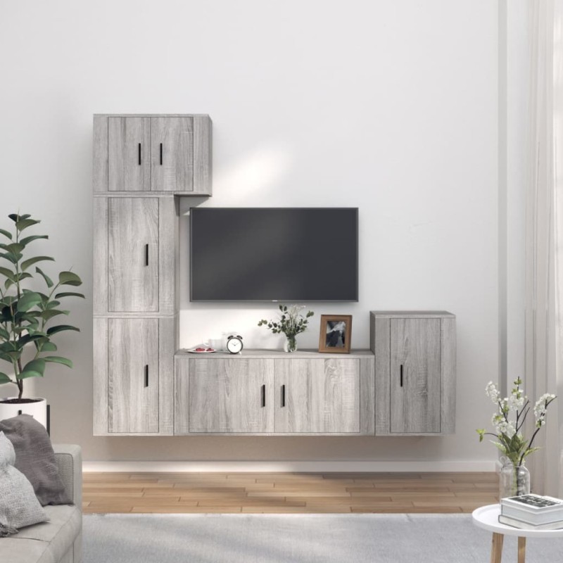 vidaXL 5-tlg. TV-Schrank-Set Grau Sonoma Holzwerkstoff vidaXL 5-tlg. TV-Schrank-Set Grau Sonoma Holzwerkstoff