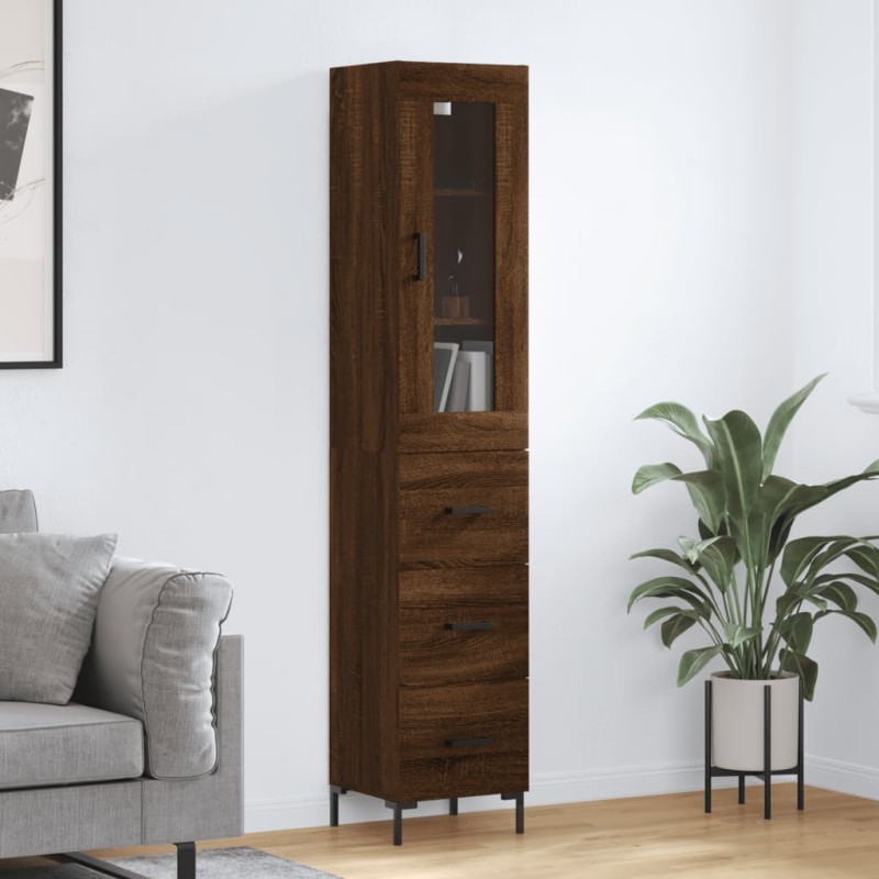 vidaXL Highboard Braun Eichen-Optik 34,5x34x180 cm Holzwerkstoff vidaXL Highboard Braun Eichen-Optik 34,5x34x180 cm Holzwerkstoff