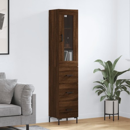 vidaXL Highboard Braun Eichen-Optik 34,5x34x180 cm Holzwerkstoff