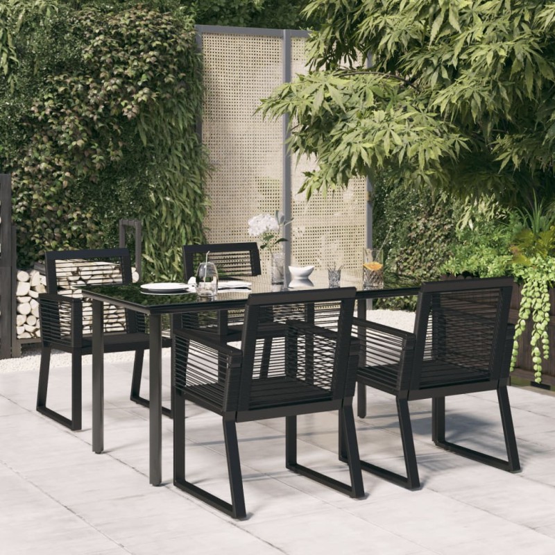 vidaXL 5-tlg. Garten-Essgruppe Schwarz PVC Rattan vidaXL 5-tlg. Garten-Essgruppe Schwarz PVC Rattan