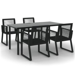 vidaXL 5-tlg. Garten-Essgruppe Schwarz PVC Rattan