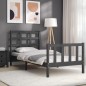 vidaXL Bettgestell mit Kopfteil Grau 90x190 cm Massivholz vidaXL Bettgestell mit Kopfteil Grau 90x190 cm Massivholz