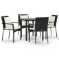 vidaXL 5-tlg. Garten-Essgruppe mit Kissen Schwarz Poly Rattan vidaXL 5-tlg. Garten-Essgruppe mit Kissen Schwarz Poly Rattan