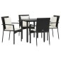 vidaXL 5-tlg. Garten-Essgruppe mit Kissen Schwarz Poly Rattan vidaXL 5-tlg. Garten-Essgruppe mit Kissen Schwarz Poly Rattan