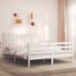 vidaXL Massivholzbett mit Kopfteil Weiß 160x200 cm vidaXL Massivholzbett mit Kopfteil Weiß 160x200 cm