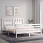 vidaXL Massivholzbett mit Kopfteil Weiß 160x200 cm vidaXL Massivholzbett mit Kopfteil Weiß 160x200 cm
