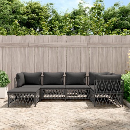 vidaXL 6-tlg. Garten-Lounge-Set mit Kissen Anthrazit Stahl