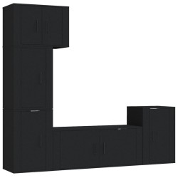 vidaXL 5-tlg. TV-Schrank-Set Schwarz Holzwerkstoff