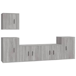 vidaXL 5-tlg. TV-Schrank-Set Grau Sonoma Holzwerkstoff
