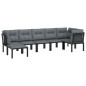 vidaXL 7-tlg. Garten-Lounge-Set Schwarz und Grau Poly Rattan vidaXL 7-tlg. Garten-Lounge-Set Schwarz und Grau Poly Rattan