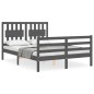 vidaXL Massivholzbett mit Kopfteil Grau 140x190 cm vidaXL Massivholzbett mit Kopfteil Grau 140x190 cm