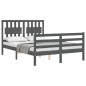 vidaXL Massivholzbett mit Kopfteil Grau 140x190 cm vidaXL Massivholzbett mit Kopfteil Grau 140x190 cm