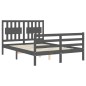 vidaXL Massivholzbett mit Kopfteil Grau 140x190 cm vidaXL Massivholzbett mit Kopfteil Grau 140x190 cm