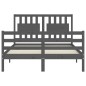 vidaXL Massivholzbett mit Kopfteil Grau 140x190 cm vidaXL Massivholzbett mit Kopfteil Grau 140x190 cm