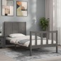 vidaXL Massivholzbett mit Kopfteil Grau 90x200 cm vidaXL Massivholzbett mit Kopfteil Grau 90x200 cm
