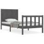 vidaXL Massivholzbett mit Kopfteil Grau 90x200 cm vidaXL Massivholzbett mit Kopfteil Grau 90x200 cm