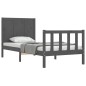 vidaXL Massivholzbett mit Kopfteil Grau 90x200 cm vidaXL Massivholzbett mit Kopfteil Grau 90x200 cm