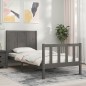vidaXL Massivholzbett mit Kopfteil Grau 90x200 cm vidaXL Massivholzbett mit Kopfteil Grau 90x200 cm