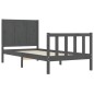 vidaXL Massivholzbett mit Kopfteil Grau 90x200 cm vidaXL Massivholzbett mit Kopfteil Grau 90x200 cm