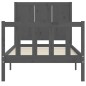 vidaXL Massivholzbett mit Kopfteil Grau 90x200 cm vidaXL Massivholzbett mit Kopfteil Grau 90x200 cm