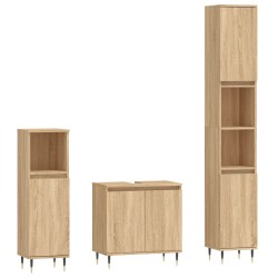 vidaXL 3-tlg. Badmöbel-Set Sonoma-Eiche Holzwerkstoff
