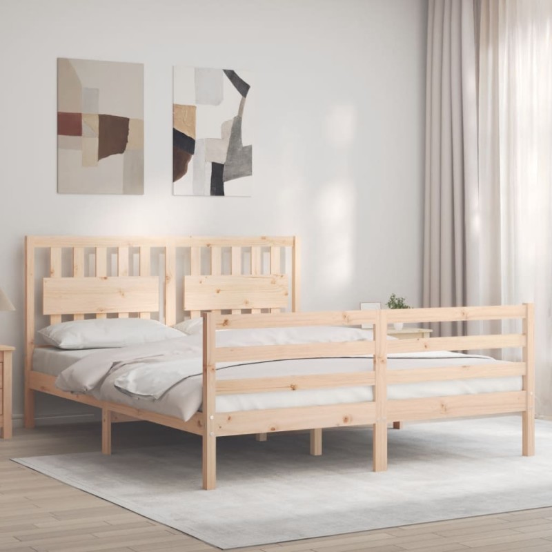 vidaXL Massivholzbett mit Kopfteil vidaXL Massivholzbett mit Kopfteil