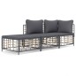 vidaXL 3-tlg. Garten-Lounge-Set mit Kissen Anthrazit Poly Rattan vidaXL 3-tlg. Garten-Lounge-Set mit Kissen Anthrazit Poly Rattan