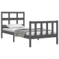 vidaXL Massivholzbett mit Kopfteil Grau 90x200 cm vidaXL Massivholzbett mit Kopfteil Grau 90x200 cm