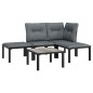 vidaXL 5-tlg. Garten-Lounge-Set Schwarz und Grau Poly Rattan vidaXL 5-tlg. Garten-Lounge-Set Schwarz und Grau Poly Rattan