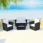 4-tlg. Garten-Lounge-Set mit Auflagen Poly Rattan Schwarz 4-tlg. Garten-Lounge-Set mit Auflagen Poly Rattan Schwarz
