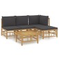 vidaXL 5-tlg. Garten-Lounge-Set mit Dunkelgrauen Kissen Bambus vidaXL 5-tlg. Garten-Lounge-Set mit Dunkelgrauen Kissen Bambus