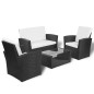 4-tlg. Garten-Lounge-Set mit Auflagen Poly Rattan Schwarz 4-tlg. Garten-Lounge-Set mit Auflagen Poly Rattan Schwarz