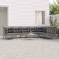 vidaXL 9-tlg. Garten-Lounge-Set mit Kissen Grau Poly Rattan vidaXL 9-tlg. Garten-Lounge-Set mit Kissen Grau Poly Rattan