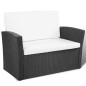 4-tlg. Garten-Lounge-Set mit Auflagen Poly Rattan Schwarz 4-tlg. Garten-Lounge-Set mit Auflagen Poly Rattan Schwarz