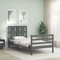 vidaXL Massivholzbett mit Kopfteil Grau 100x200 cm vidaXL Massivholzbett mit Kopfteil Grau 100x200 cm