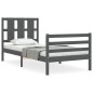 vidaXL Massivholzbett mit Kopfteil Grau 100x200 cm vidaXL Massivholzbett mit Kopfteil Grau 100x200 cm
