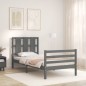 vidaXL Massivholzbett mit Kopfteil Grau 100x200 cm vidaXL Massivholzbett mit Kopfteil Grau 100x200 cm