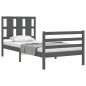 vidaXL Massivholzbett mit Kopfteil Grau 100x200 cm vidaXL Massivholzbett mit Kopfteil Grau 100x200 cm